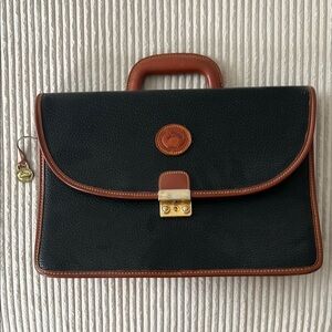 Classic Black and Brown Leather Briefcase